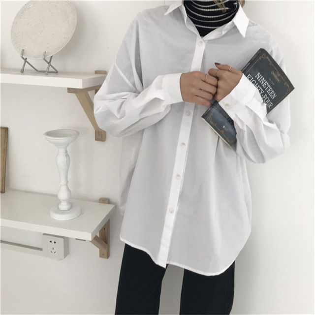 Solid Blouse Loose Casual Vacation All-Match Women Tops Shirts Blusas Camisas Mujer 4 Colors-Dollar Bargains Online Shopping Australia