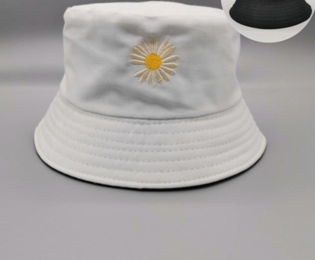 Double-side Unisex Harajuku Bucket Hat Fishing Outdoor Cap women Bucket fishing Hats Sunscreen Daisy embroidery fisherman hat-Dollar Bargains Online Shopping Australia
