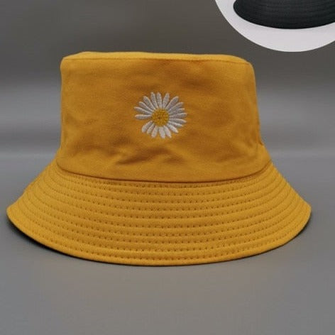 Double-side Unisex Harajuku Bucket Hat Fishing Outdoor Cap women Bucket fishing Hats Sunscreen Daisy embroidery fisherman hat-Dollar Bargains Online Shopping Australia