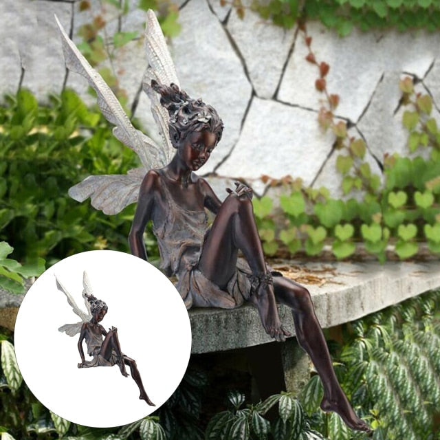Tudor And Turek Resin Sitting Fairy Statue Garden Ornament Porch Sculpture Yard Craft Landscaping for Home Garden Decoration-Dollar Bargains Online Shopping Australia