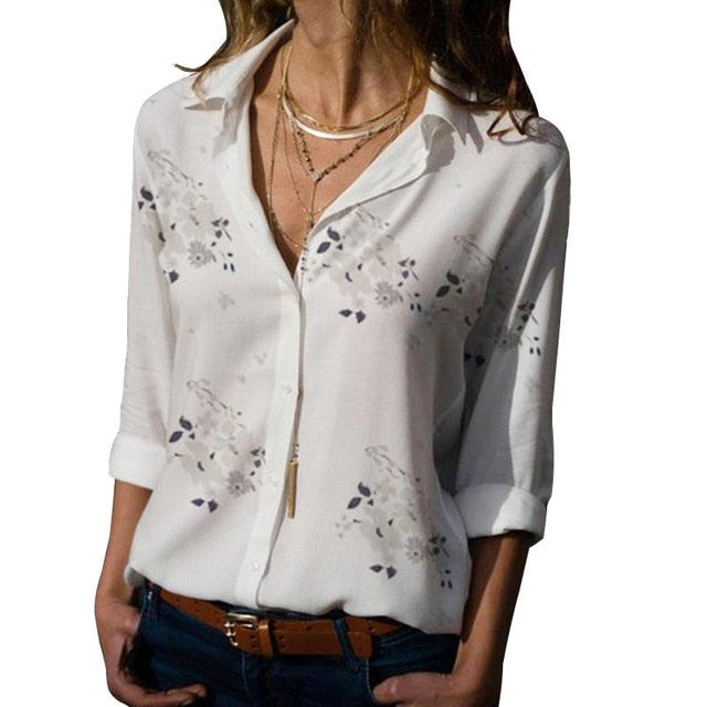 Long Sleeve Women Blouses Plus Size Turn-down Collar Blouse Shirt Casual Tops Elegant Work Wear Chiffon Shirts 5XL-Dollar Bargains Online Shopping Australia