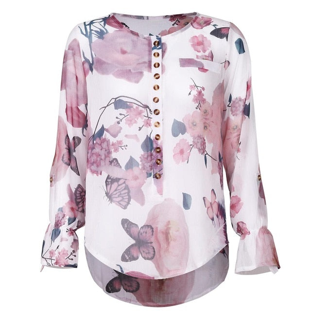 Long Sleeve Women Blouses Plus Size Turn-down Collar Blouse Shirt Casual Tops Elegant Work Wear Chiffon Shirts 5XL-Dollar Bargains Online Shopping Australia