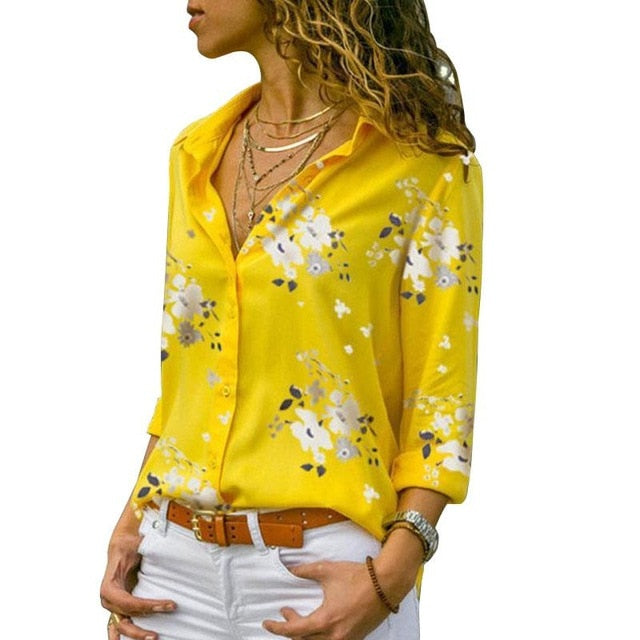 Long Sleeve Women Blouses Plus Size Turn-down Collar Blouse Shirt Casual Tops Elegant Work Wear Chiffon Shirts 5XL-Dollar Bargains Online Shopping Australia