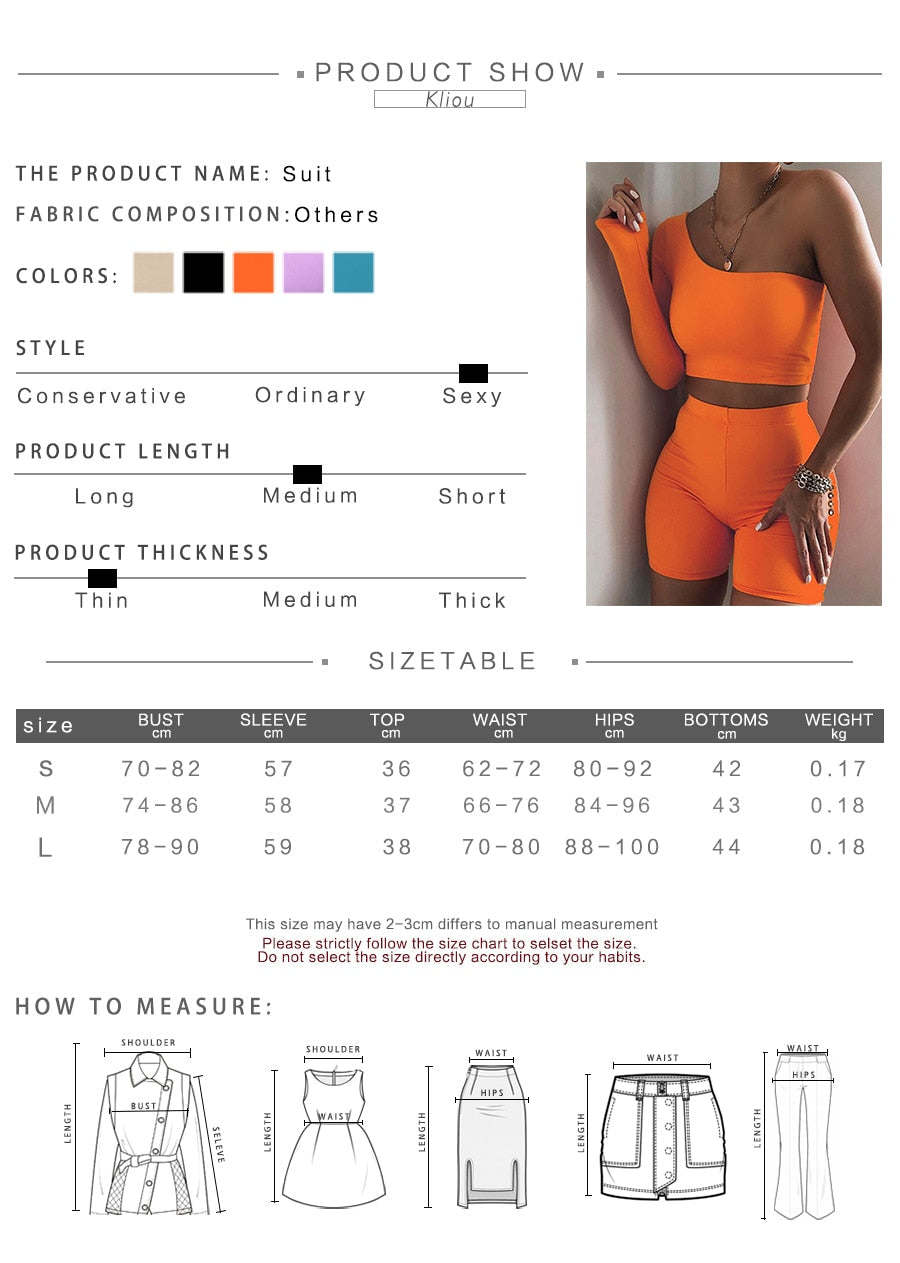 Solid Asymmetrical Two Piece Sets Women Tracksuit Crop Tops+Elastic Bike Shorts Sporty Matching Suits Casual Female Outfit-Dollar Bargains Online Shopping Australia