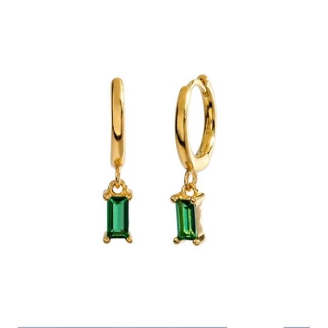 925 Sterling Silver Green Rhinestone Series Hoop Earrings For Women Girls Zircon Heart Pendant Charm Circle Earring Jewelry-Dollar Bargains Online Shopping Australia