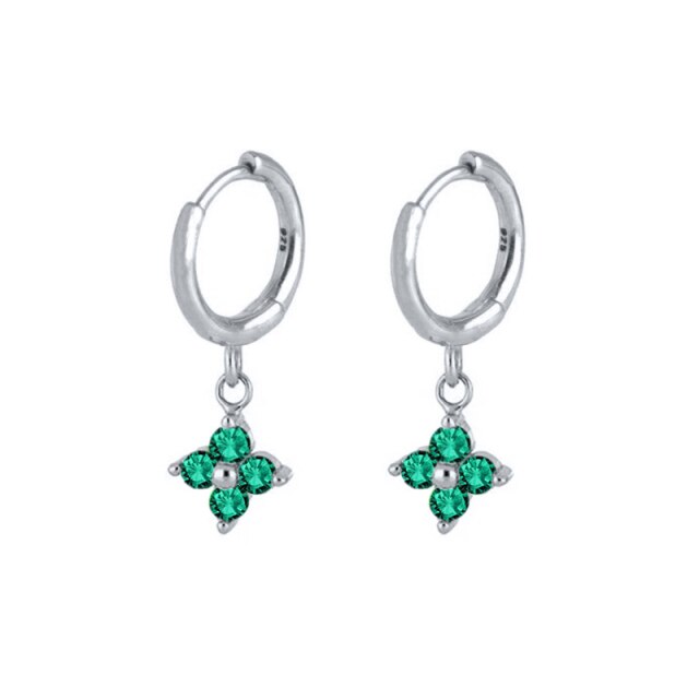 925 Sterling Silver Green Rhinestone Series Hoop Earrings For Women Girls Zircon Heart Pendant Charm Circle Earring Jewelry-Dollar Bargains Online Shopping Australia
