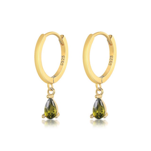 925 Sterling Silver Green Rhinestone Series Hoop Earrings For Women Girls Zircon Heart Pendant Charm Circle Earring Jewelry-Dollar Bargains Online Shopping Australia