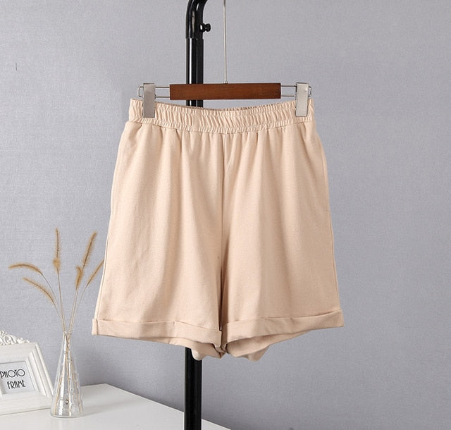 Cotton Sets Women Casual Two Pieces Short Sleeve T Shirts and High Waist Short Pants Solid Outfits Tracksuit-Dollar Bargains Online Shopping Australia