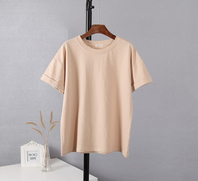 Cotton Sets Women Casual Two Pieces Short Sleeve T Shirts and High Waist Short Pants Solid Outfits Tracksuit-Dollar Bargains Online Shopping Australia