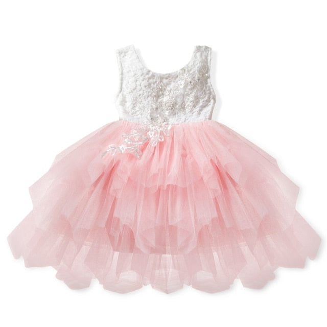 Lace Little Princess Dresses Summer Solid Sleeveless Tulle Tutu Dresses For Girls-Dollar Bargains Online Shopping Australia