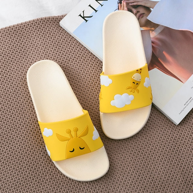 Summer Slides Cartoon Women Men Slippers Cute Animal Dog Sheep Home Slip on Beach Sandals Shoes Flip Flops