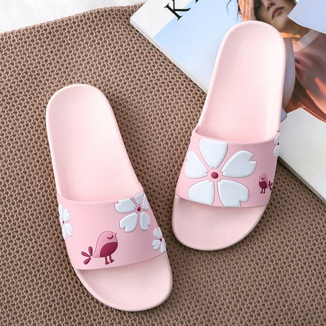 Summer Slides Cartoon Women Men Slippers Cute Animal Dog Sheep Home Slip on Beach Sandals Shoes Flip Flops