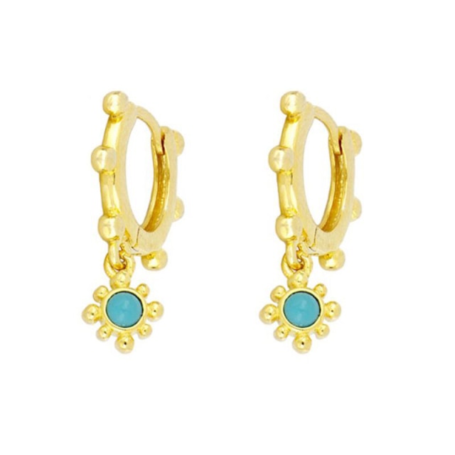 925 Sterling Silver Turquoise Series Stud Earrings For Women Bohemian Blue CZ Crystal Charm Pendant Ear Studs Party Jewelry-Dollar Bargains Online Shopping Australia