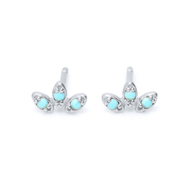 925 Sterling Silver Turquoise Series Stud Earrings For Women Bohemian Blue CZ Crystal Charm Pendant Ear Studs Party Jewelry-Dollar Bargains Online Shopping Australia