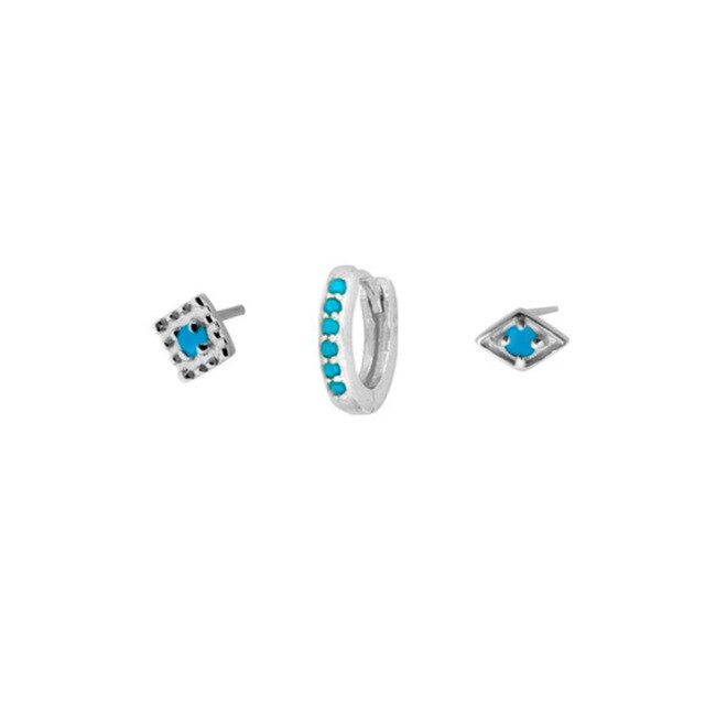 925 Sterling Silver Turquoise Series Stud Earrings For Women Bohemian Blue CZ Crystal Charm Pendant Ear Studs Party Jewelry-Dollar Bargains Online Shopping Australia
