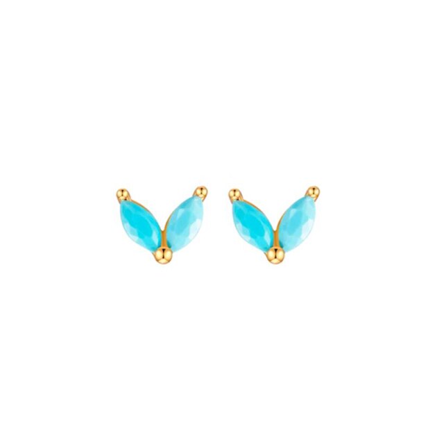 925 Sterling Silver Turquoise Series Stud Earrings For Women Bohemian Blue CZ Crystal Charm Pendant Ear Studs Party Jewelry-Dollar Bargains Online Shopping Australia