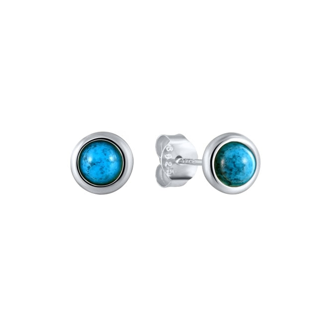 925 Sterling Silver Turquoise Series Stud Earrings For Women Bohemian Blue CZ Crystal Charm Pendant Ear Studs Party Jewelry-Dollar Bargains Online Shopping Australia