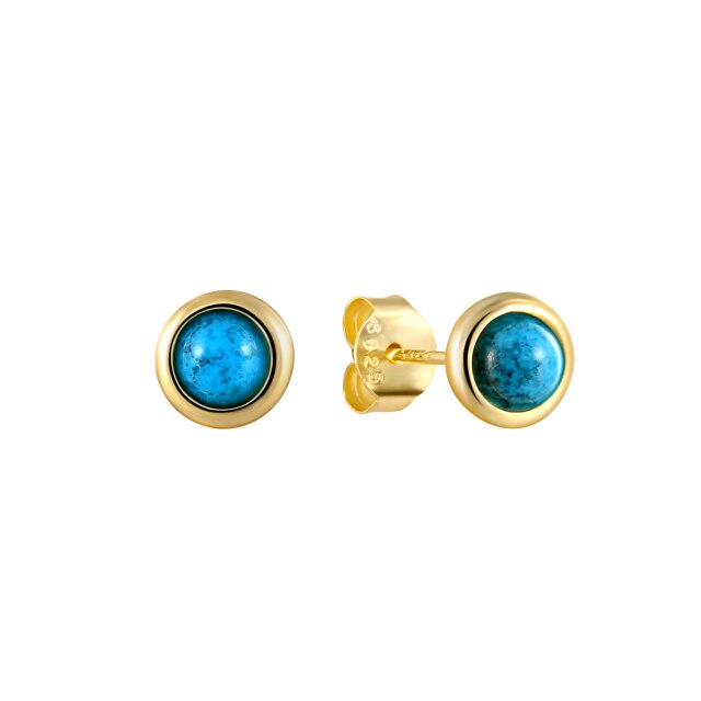 925 Sterling Silver Turquoise Series Stud Earrings For Women Bohemian Blue CZ Crystal Charm Pendant Ear Studs Party Jewelry-Dollar Bargains Online Shopping Australia
