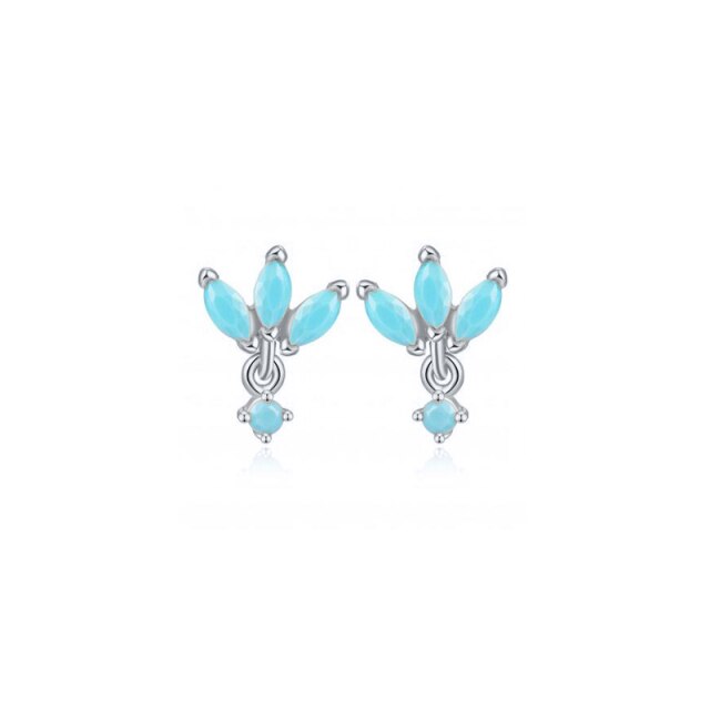925 Sterling Silver Turquoise Series Stud Earrings For Women Bohemian Blue CZ Crystal Charm Pendant Ear Studs Party Jewelry-Dollar Bargains Online Shopping Australia