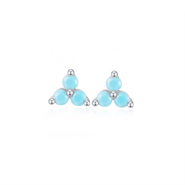925 Sterling Silver Turquoise Series Stud Earrings For Women Bohemian Blue CZ Crystal Charm Pendant Ear Studs Party Jewelry-Dollar Bargains Online Shopping Australia