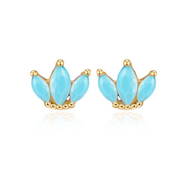 925 Sterling Silver Turquoise Series Stud Earrings For Women Bohemian Blue CZ Crystal Charm Pendant Ear Studs Party Jewelry-Dollar Bargains Online Shopping Australia