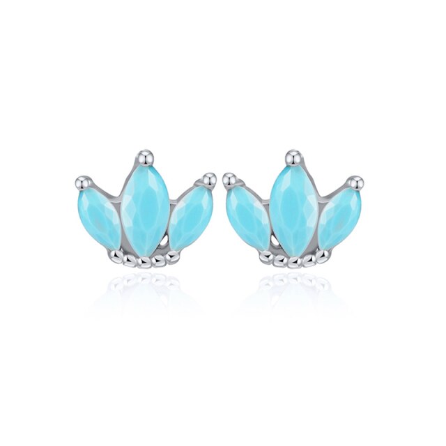 925 Sterling Silver Turquoise Series Stud Earrings For Women Bohemian Blue CZ Crystal Charm Pendant Ear Studs Party Jewelry-Dollar Bargains Online Shopping Australia