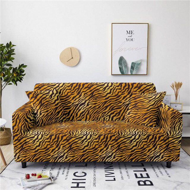 Leopard Print Stretch Slipcovers Sofa Cover Set Elastic Couch Cover for Living Room 1/2/3/4 Seater L Shape Sectional Corner Sofa
