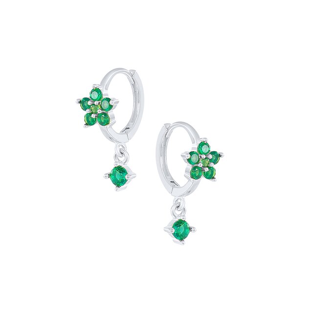 925 Sterling Silver Green Rhinestone Series Hoop Earrings For Women Girls Zircon Heart Pendant Charm Circle Earring Jewelry-Dollar Bargains Online Shopping Australia