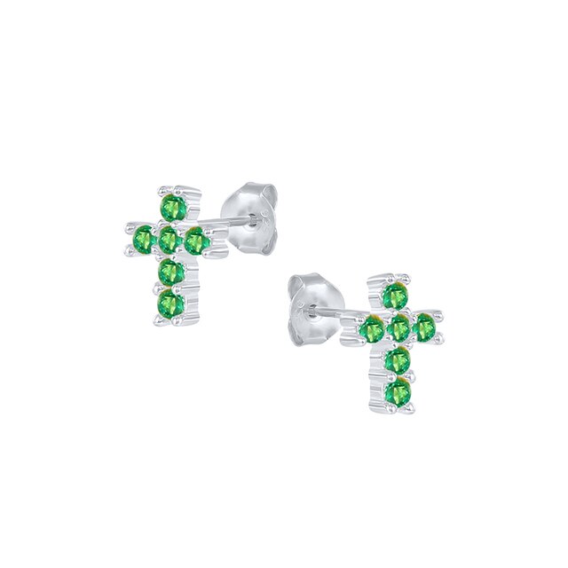 925 Sterling Silver Green Rhinestone Series Hoop Earrings For Women Girls Zircon Heart Pendant Charm Circle Earring Jewelry-Dollar Bargains Online Shopping Australia
