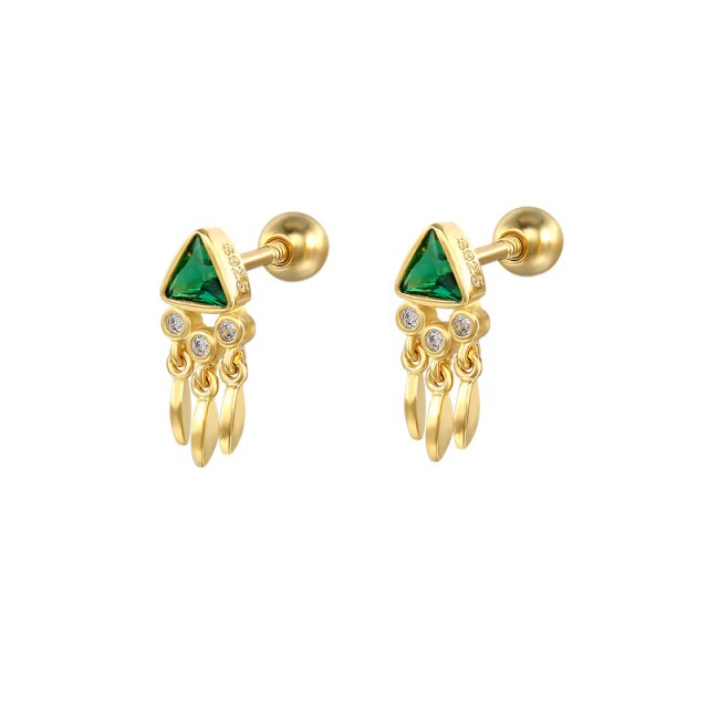 925 Sterling Silver Green Rhinestone Series Hoop Earrings For Women Girls Zircon Heart Pendant Charm Circle Earring Jewelry-Dollar Bargains Online Shopping Australia