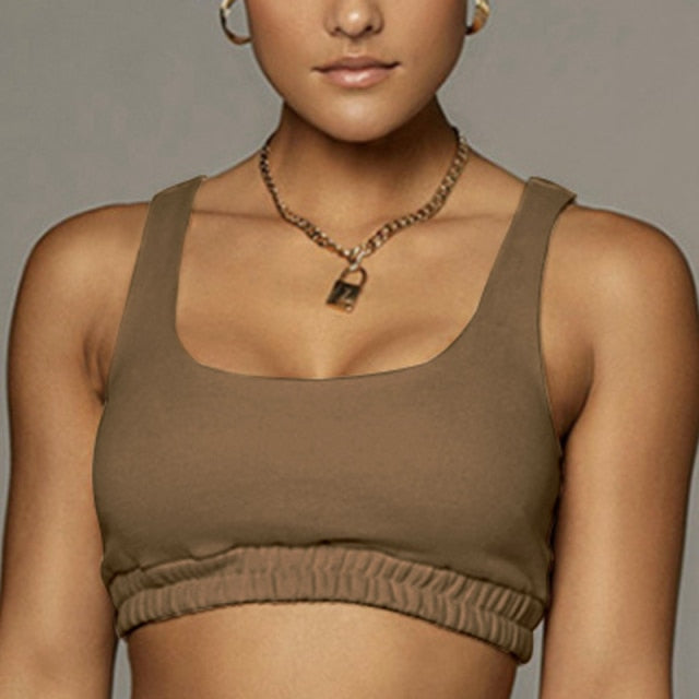 Casual Solid Sportswear Two Piece Sets Women Crop Top And Drawstring Shorts Matching Set Summer Athleisure Outfits-Dollar Bargains Online Shopping Australia