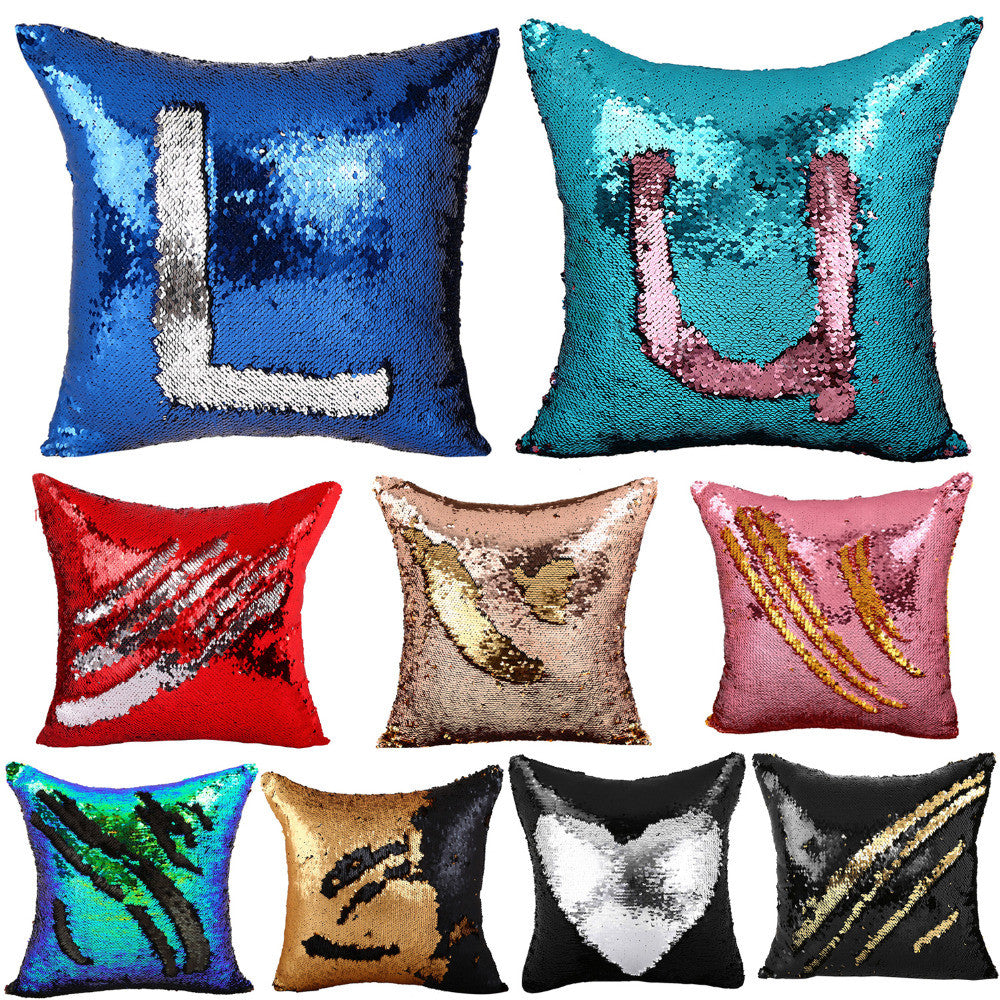 40*40CM DIY Glitter Sequins Magic Throw Pillow Cases Cover Mermaid Changing Scale Hugging Cushion Decorative Pillow Case Cover