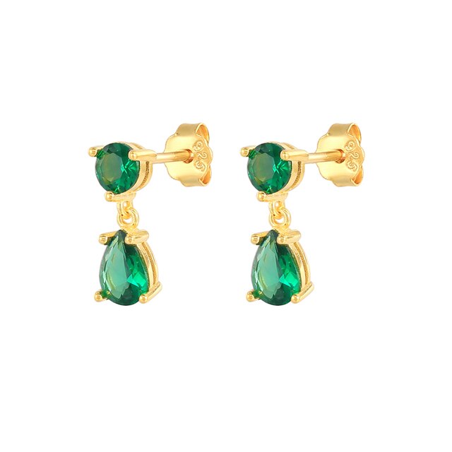 925 Sterling Silver Green Rhinestone Series Hoop Earrings For Women Girls Zircon Heart Pendant Charm Circle Earring Jewelry-Dollar Bargains Online Shopping Australia