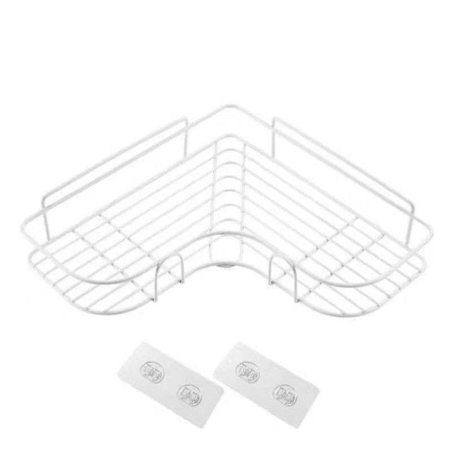 Bathroom kitchen Punch Corner Frame Shower Shelf Wrought Iron Shampoo Storage Rack Holder with Suction Cup bathroom accessories