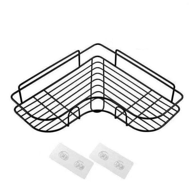Bathroom kitchen Punch Corner Frame Shower Shelf Wrought Iron Shampoo Storage Rack Holder with Suction Cup bathroom accessories