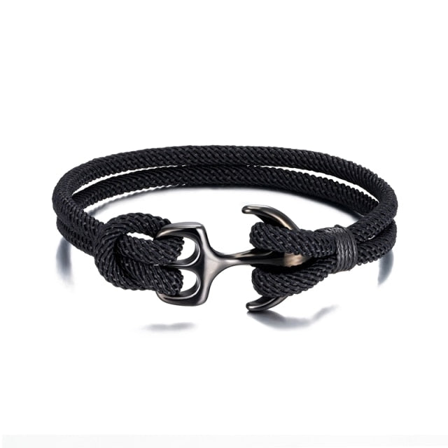 Anchor Bracelets Men Double strand Nautical Survival Rope Paracord Bracelet Women Black Stainless Steel Sport Buckle-Dollar Bargains Online Shopping Australia