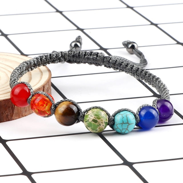 7 Chakra Healing Beaded Bracelet Reiki Prayer Balance Beads Bracelet Handmade Braided Bangles For Women Men Adjustable Jewelry-Dollar Bargains Online Shopping Australia