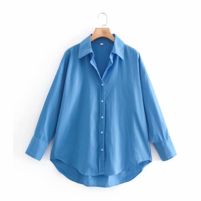 Women Simply Candy COlor Single Breasted Poplin Shirts Office Lady Long Sleeve Blouse Roupas Chic Chemise Tops LS9114-Dollar Bargains Online Shopping Australia