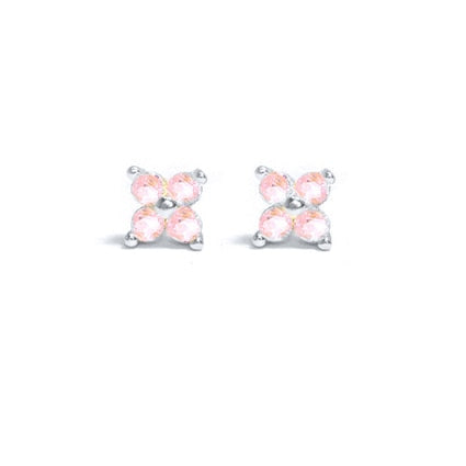 925 Sterling Silver Pink Zircon CZ Series Stud Earrings Crystal Sakura Flower Cross Bee Ear Stud Jewelry For Women Girls-Dollar Bargains Online Shopping Australia