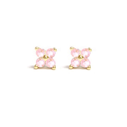925 Sterling Silver Pink Zircon CZ Series Stud Earrings Crystal Sakura Flower Cross Bee Ear Stud Jewelry For Women Girls-Dollar Bargains Online Shopping Australia