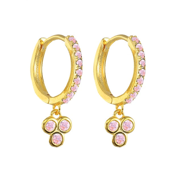 925 Sterling Silver Pink Zircon CZ Series Stud Earrings Crystal Sakura Flower Cross Bee Ear Stud Jewelry For Women Girls-Dollar Bargains Online Shopping Australia