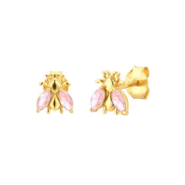 925 Sterling Silver Pink Zircon CZ Series Stud Earrings Crystal Sakura Flower Cross Bee Ear Stud Jewelry For Women Girls-Dollar Bargains Online Shopping Australia