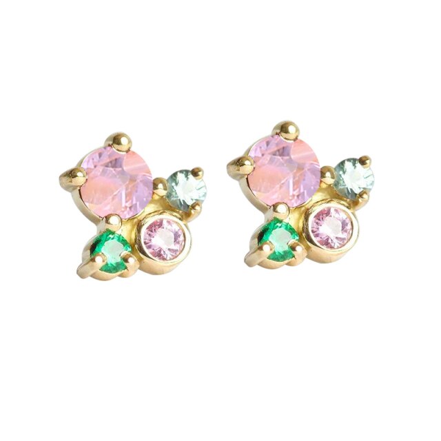 925 Sterling Silver Pink Zircon CZ Series Stud Earrings Crystal Sakura Flower Cross Bee Ear Stud Jewelry For Women Girls-Dollar Bargains Online Shopping Australia