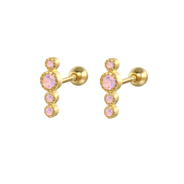 925 Sterling Silver Pink Zircon CZ Series Stud Earrings Crystal Sakura Flower Cross Bee Ear Stud Jewelry For Women Girls-Dollar Bargains Online Shopping Australia