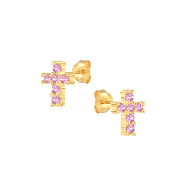 925 Sterling Silver Pink Zircon CZ Series Stud Earrings Crystal Sakura Flower Cross Bee Ear Stud Jewelry For Women Girls-Dollar Bargains Online Shopping Australia