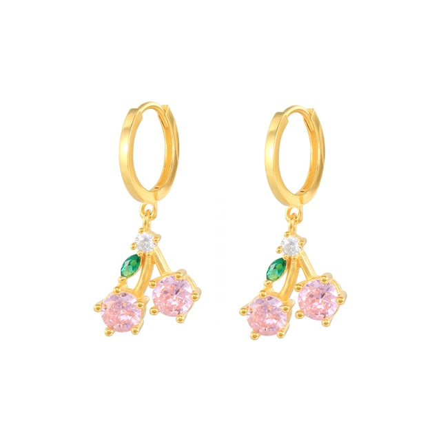 925 Sterling Silver Pink Zircon CZ Series Stud Earrings Crystal Sakura Flower Cross Bee Ear Stud Jewelry For Women Girls-Dollar Bargains Online Shopping Australia