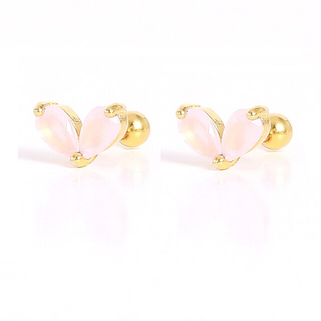 925 Sterling Silver Pink Zircon CZ Series Stud Earrings Crystal Sakura Flower Cross Bee Ear Stud Jewelry For Women Girls-Dollar Bargains Online Shopping Australia