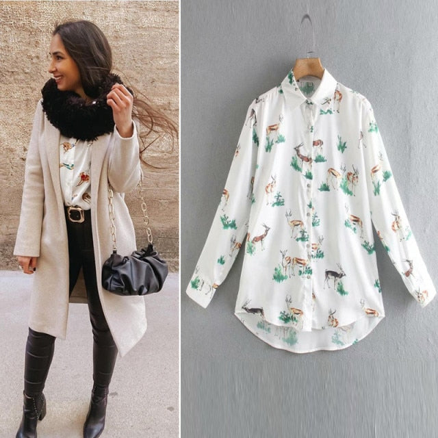 women satin blouse long sleeve zebra print shirts vintage office ladies tops femme chandails za 2020 fashion blusa de mujer ins-Dollar Bargains Online Shopping Australia