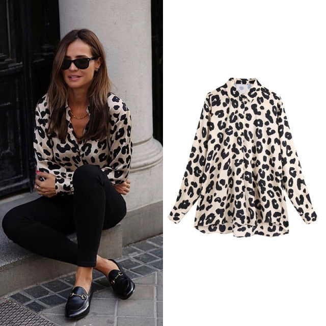 women satin blouse long sleeve zebra print shirts vintage office ladies tops femme chandails za 2020 fashion blusa de mujer ins-Dollar Bargains Online Shopping Australia