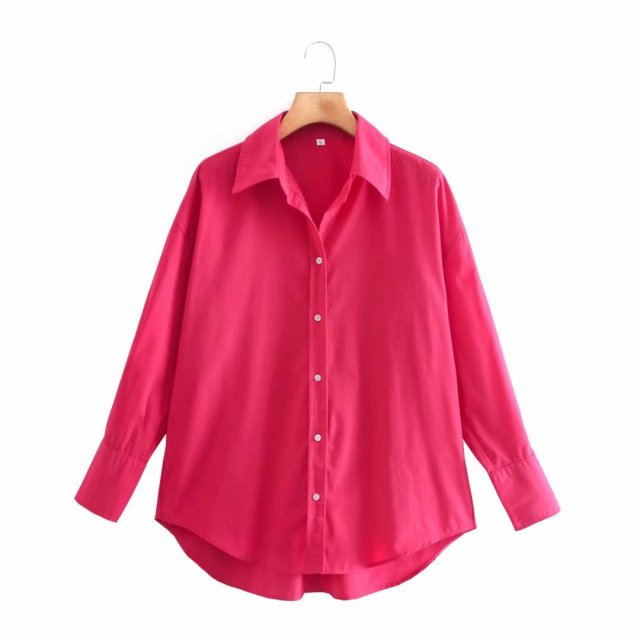 Women Simply Candy COlor Single Breasted Poplin Shirts Office Lady Long Sleeve Blouse Roupas Chic Chemise Tops LS9114-Dollar Bargains Online Shopping Australia